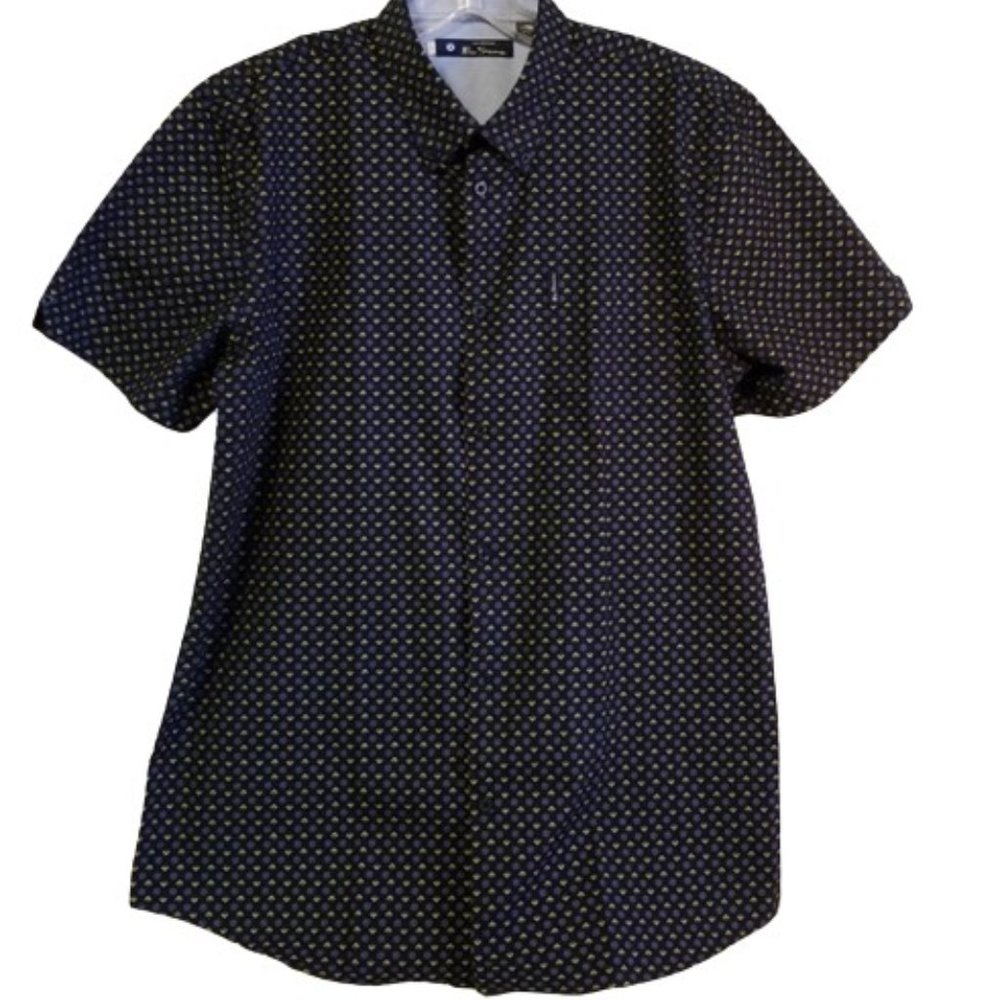 NWOT Men's Ben Sherman Short Sleeved Shirt Large Navy Print
